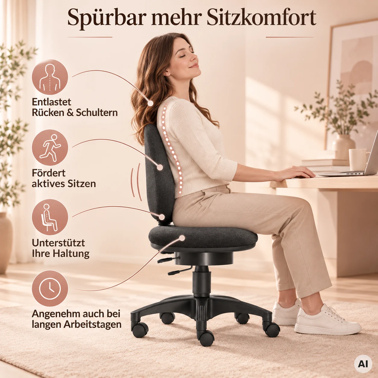 Lady Wellness - Bequemer Bürostuhl für Frauen